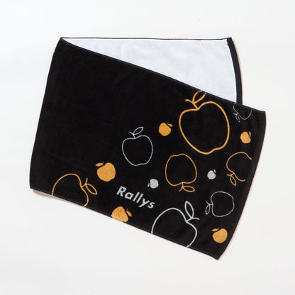 Rallysツールフタオル （プレミアムブラック）｜卓球タオル｜小林りんごデザイン監修