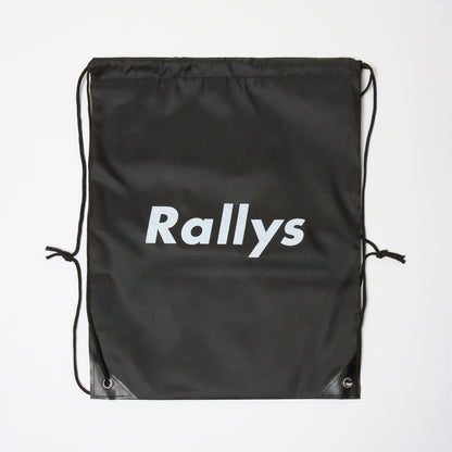 Rallysシューズバック/ナップサック（ブラック）｜ 卓球シューズやウェア持ち運べる軽量ナップサック