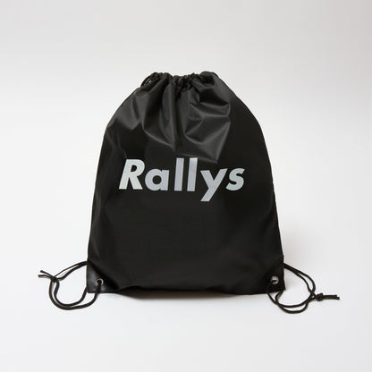 Rallysシューズバック/ナップサック（ブラック）｜ 卓球シューズやウェア持ち運べる軽量ナップサック