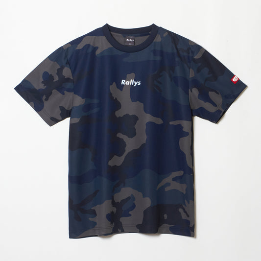【SOLD OUT】Rallys Tシャツ（迷彩ネイビー・ロゴ小）｜公式戦でも使える卓球Tシャツ